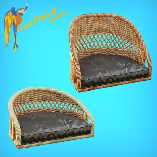 1/48 - British Wicker Seat - Perforated Back - Leather Pad - Short None - Tall None