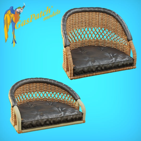 1/72 - British Wicker Seat - Perforated Back - Leather Pad - Short Small - Tall Small