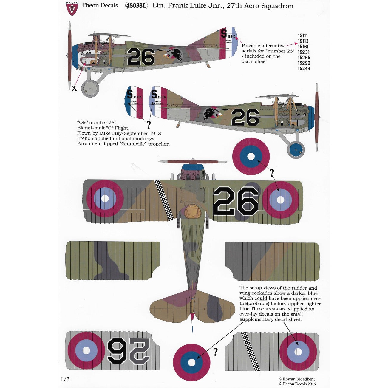 1/48 - Frank Luke Jr. 27th Aero Squadron - Limited Edition
