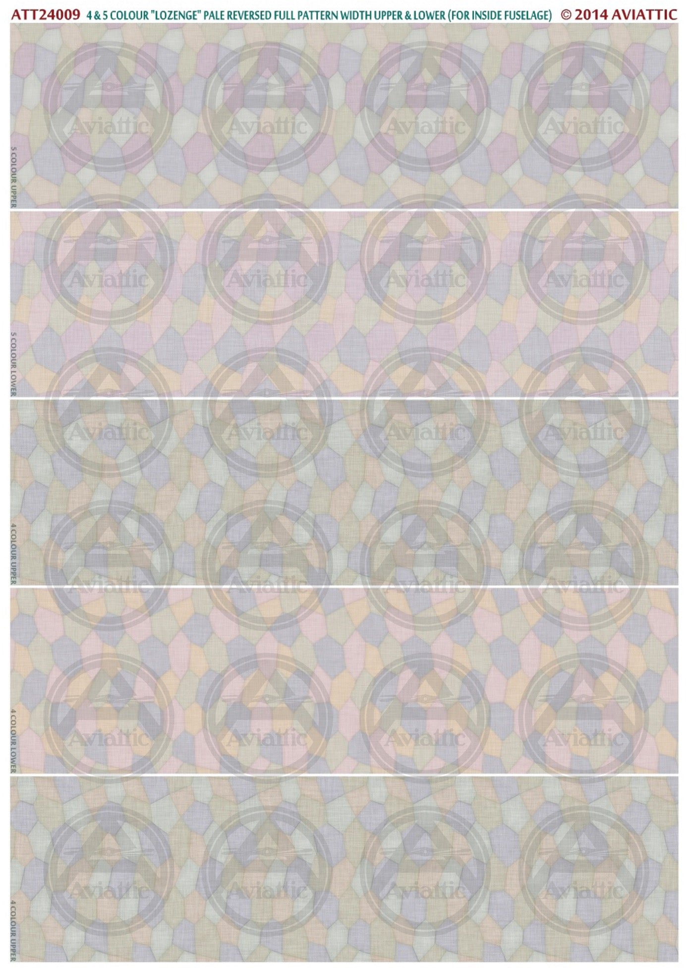 1/24 - 4 & 5 colour lozenge - interior pale reversed - full pattern - upper & lower surfaces