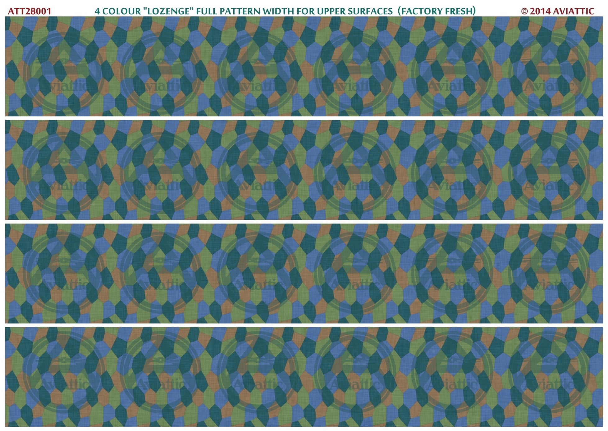 1/28 - 4 colour lozenge - full pattern - upper surfaces - factory fresh