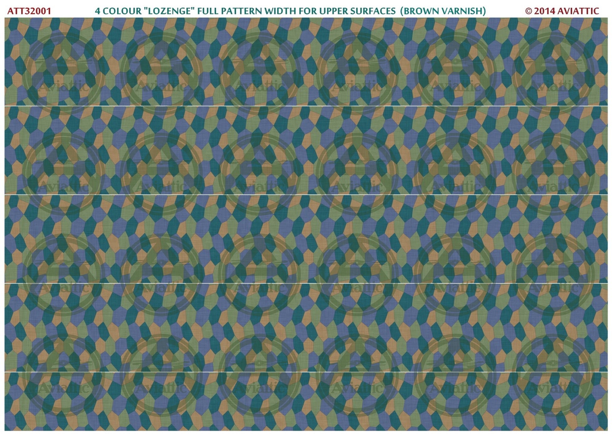 1/32 - 4 colour lozenge - full pattern - upper surfaces - brown varnish