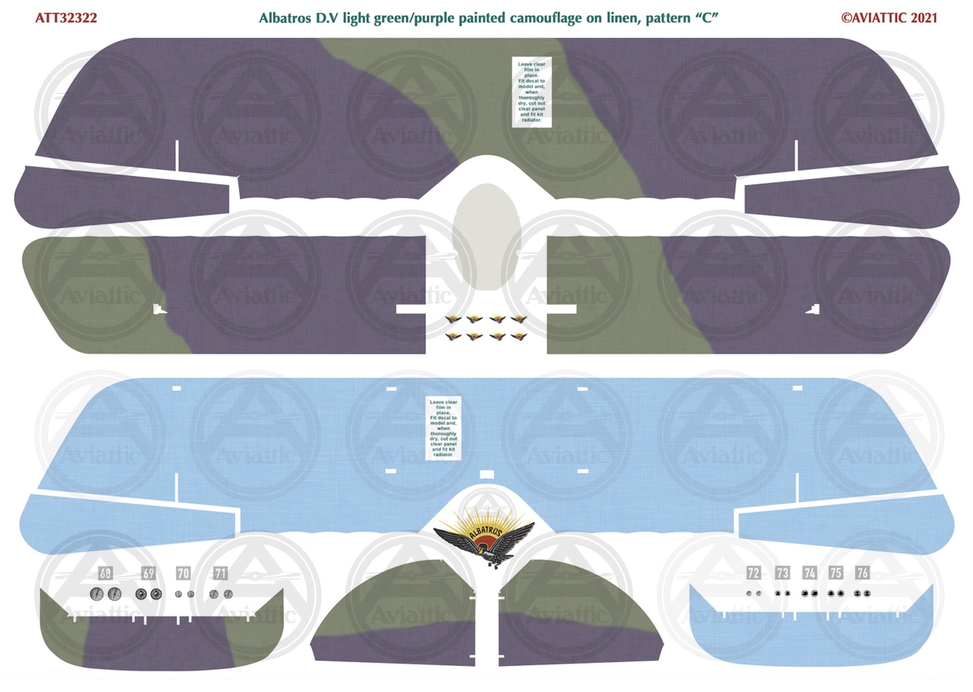 1/32 - Wingnut Wings - Albatros D.V(a) - Painted Camouflage on Linen - scheme C - faded