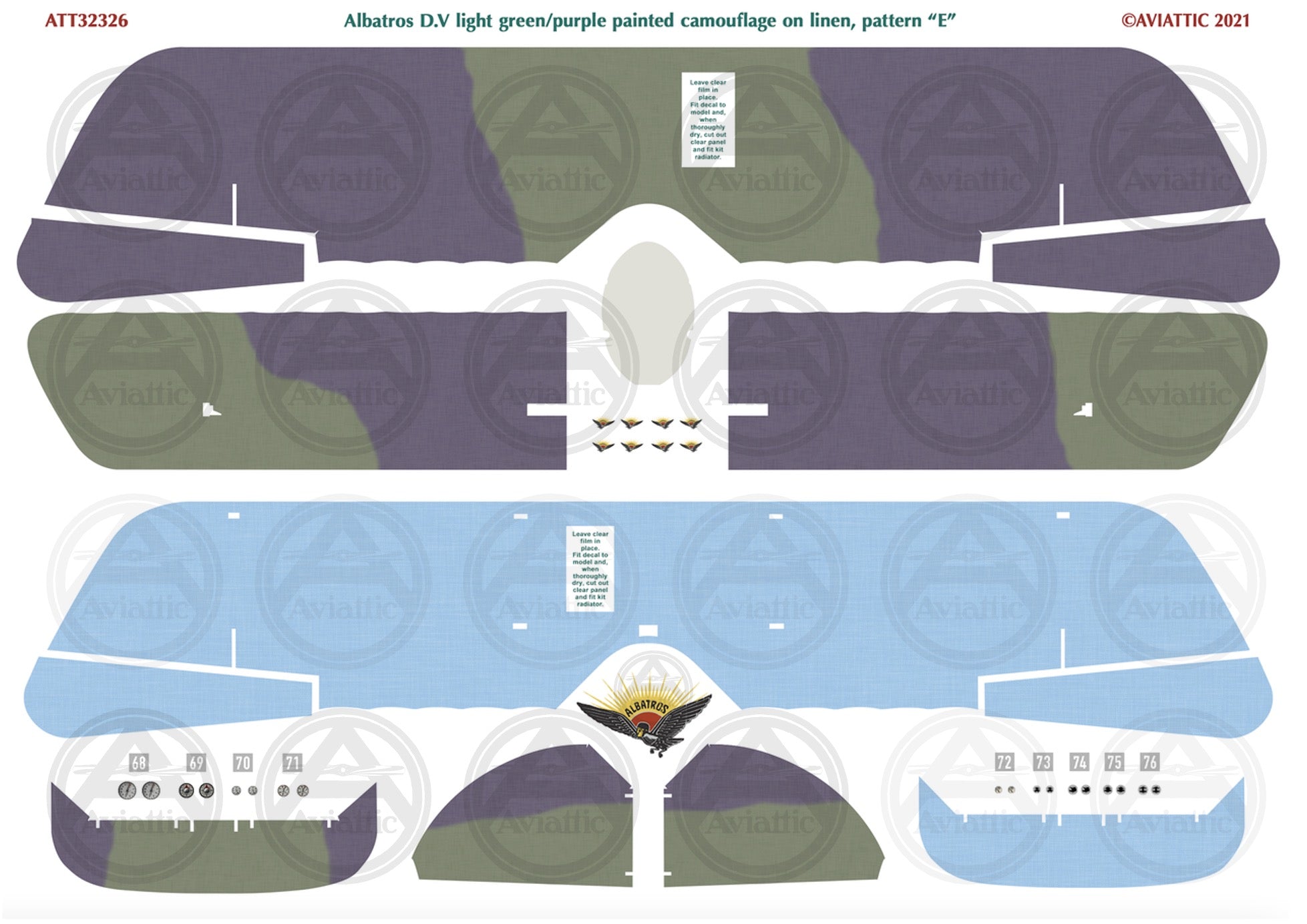 1/32 - Wingnut Wings - Albatros D.V(a) - Painted Camouflage on Linen - scheme E - faded