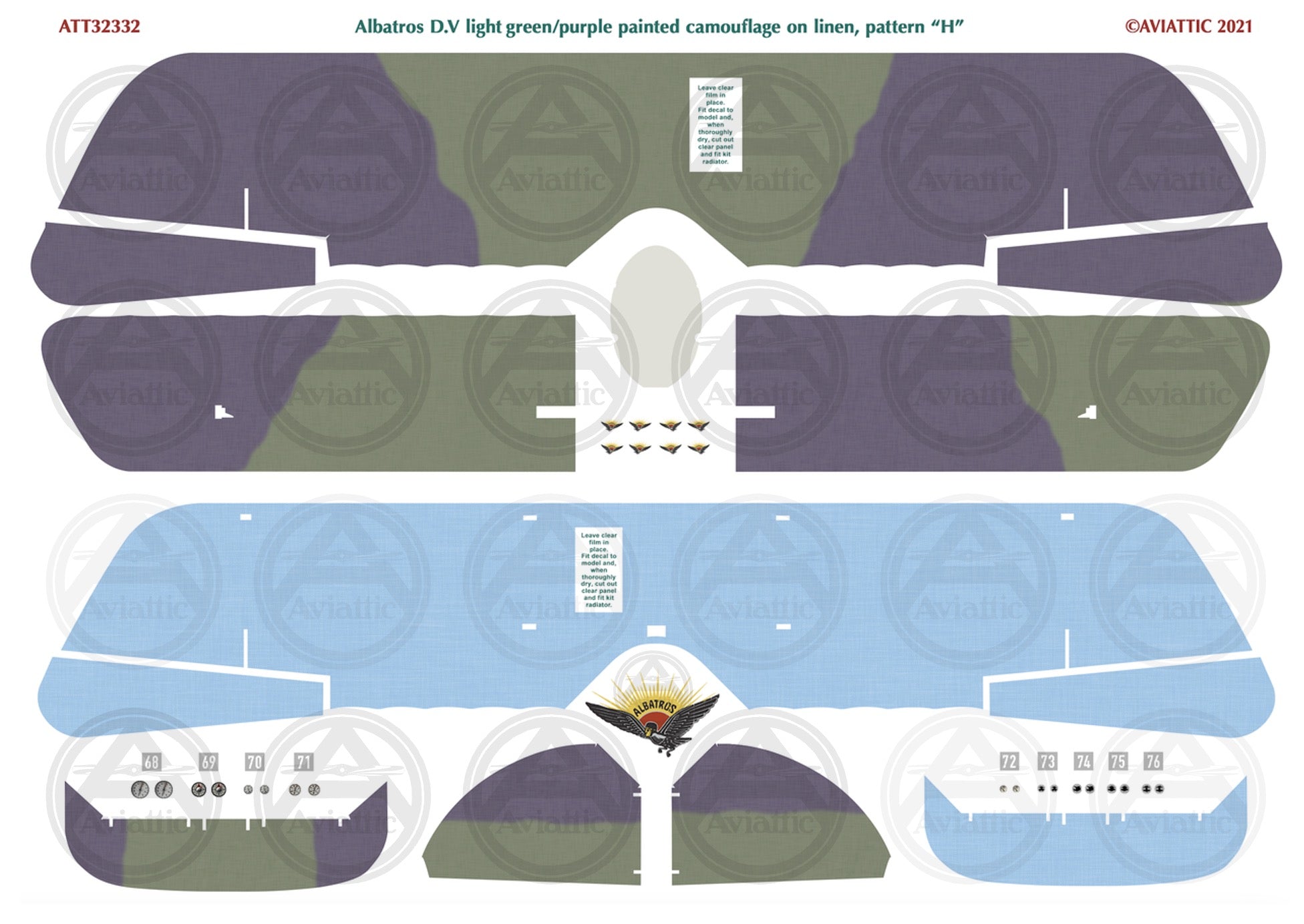 1/32 - Wingnut Wings - Albatros D.V(a) - Painted Camouflage on Linen - scheme H - faded