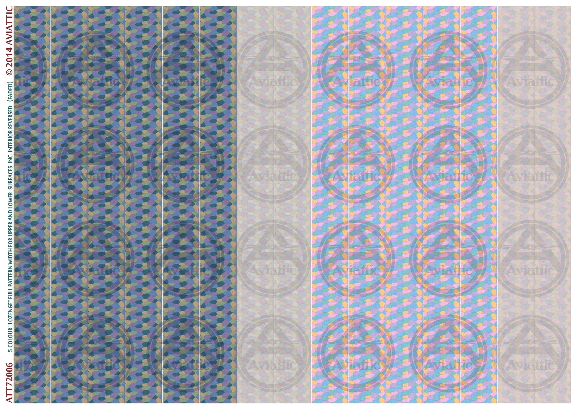 1/72 - 5 colour lozenge - full pattern - upper and lower surfaces - incl. interior reversed - faded