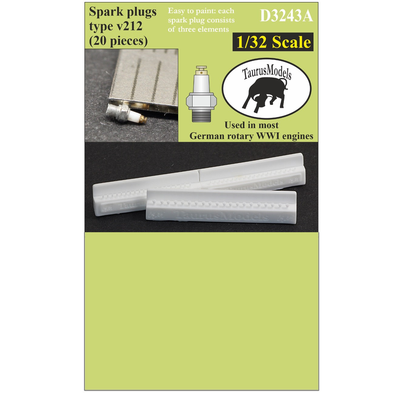1/32 - German Spark Plugs - Type v212 - Easy to Paint - 20 pc